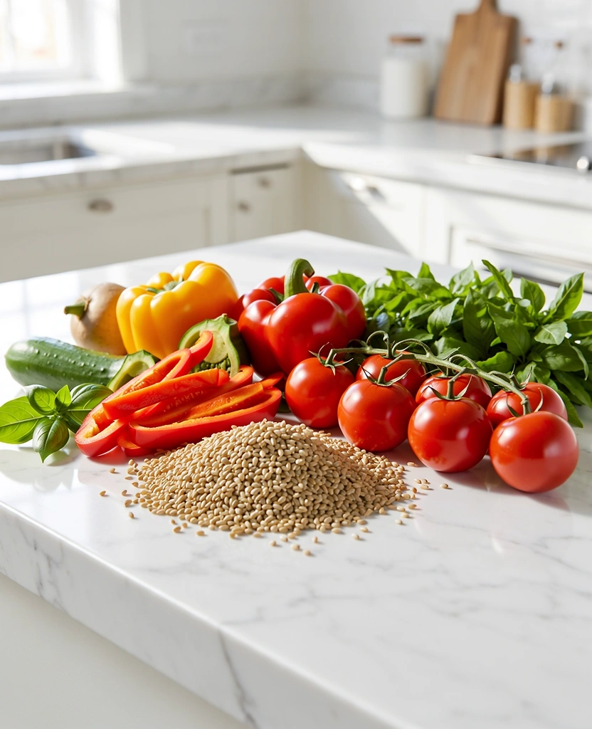 Frische gesunde Zutaten für eine Ernährungsberatung